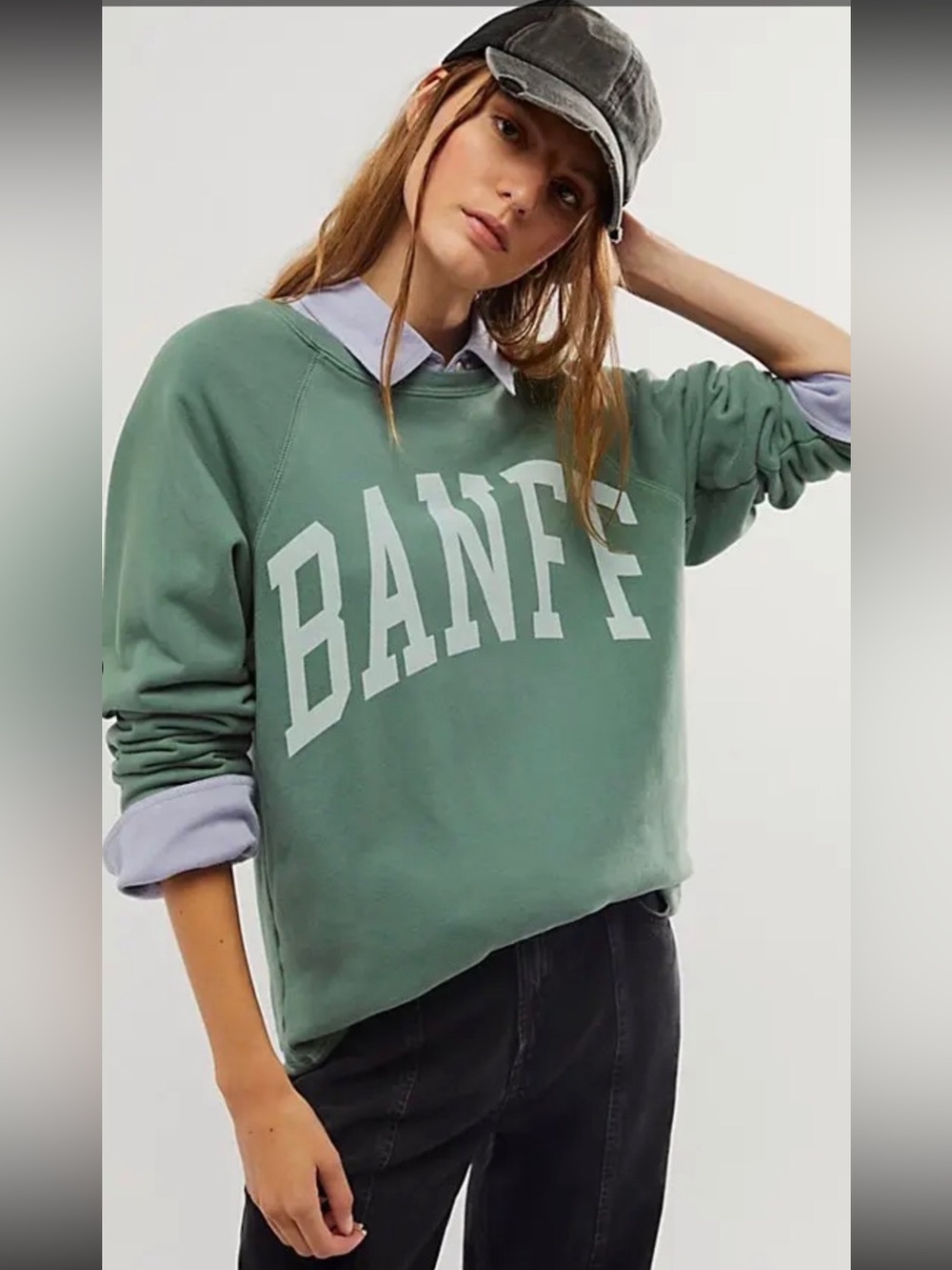 NWT! Free People Original Retro Brand Classic Crew Sweatshirt Sz Medium